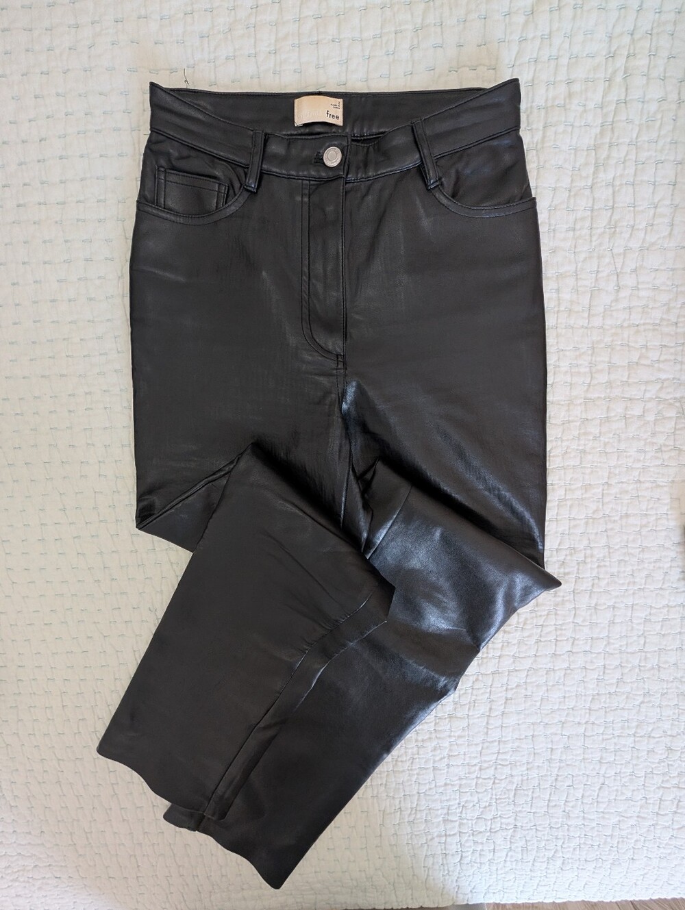 Free People Black Faux Leather Slim Jeans